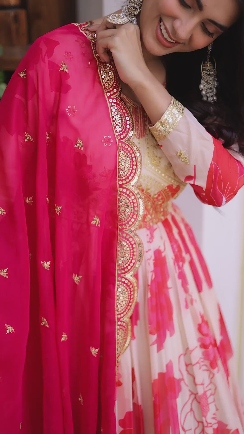 Designer Floral Full Sleeve Gown
